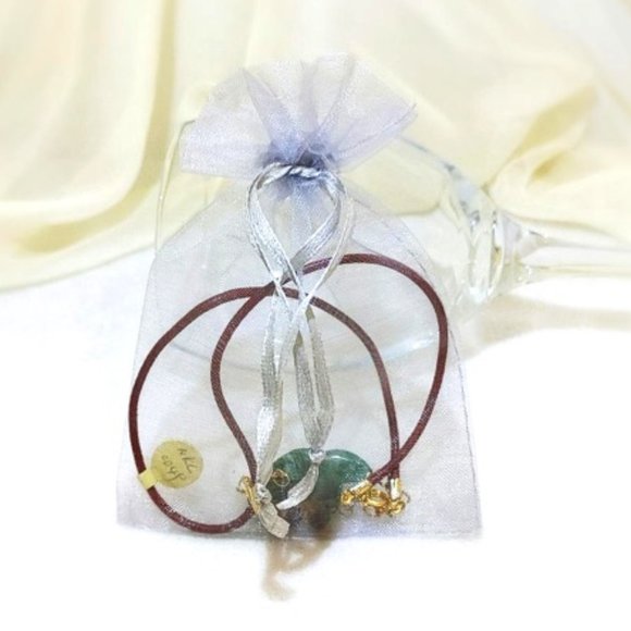 Collar Genuine Green Jade FISH Garnet Leather Cord - Picture 7 of 10